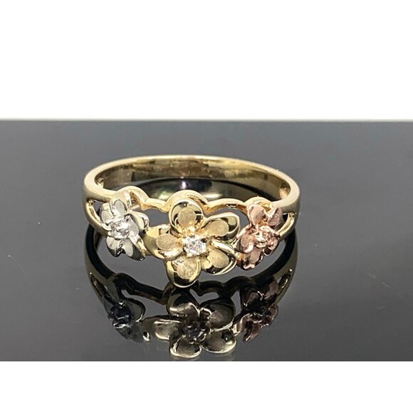 Floral Cocktail Ring 14k Yellow Gold Estate Jewelry Women's Size 9 - Picture 1 of 13